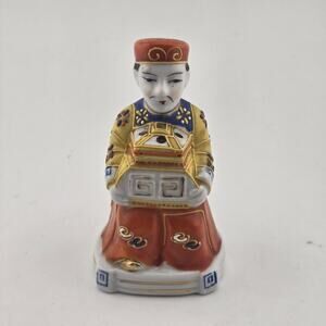 Vintage Japanese Kutani Porcelain Incense Burner Koro Man Figurine & Dish